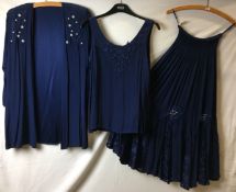 Ann Balon three-piece blue occasion outfit with bead and lace trim (CWH Ref: Rail C)