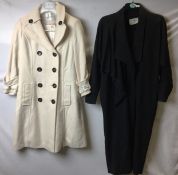 Two ladies coats; Edina Ronay off-white double breasted coat size 14,