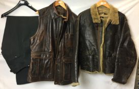 Three items; US Airforce 1940s flying jacket size M (very worn condition),