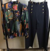 Two Escada by Margaretha Ley ladies garments - wide leg navy sailor trousers size UK 10 and