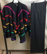 Two ladies garments - Escada by Margaretha Ley navy striped wool pom pom jacket size UK 8 and LK