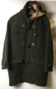 Zara men's khaki wool and acrylic duffel coat,