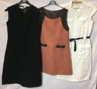 Three dresses; Jaeger size 14 black, Yumi orange and brown size 14,