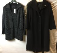 Two ladies garments - M & S black wool full length coat size 16,