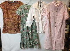 Four garments; Jaeger pink and white cotton blouse size 16,