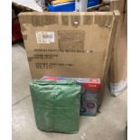 3 x items; a boxed folding metal dog crate (size 107cm x 76cm x 6cm), a dog flyball,