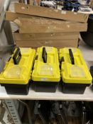 3 x black & yellow tool boxes, and tools comprising of grease gun, spanners, screwdrivers,