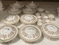 Seven Wedgwood Susie Cooper 'Venetia' covered vegetable serving tureens including gravy boat,