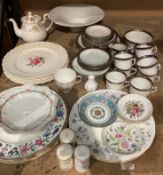 Five Spode Billingsley Rose plates and a selection of plates,