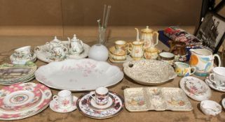 Contents to end of rack - large quantity of plates, cups,