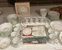 Fifty plus pieces of Eternal Beau including plates, cereal bowls, flan dish, cups, cake stand,