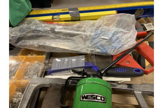 Star Et Spirit Level Contents to tray; various tools and consumables, Starrett spirit level ...