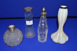 4x Glass Vases and Jars with Silver Collars and Stoppers