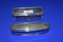 2x Glass Boxes with Hallmarked Silver Lids - Sheffield 1915, and Birmingham 1920