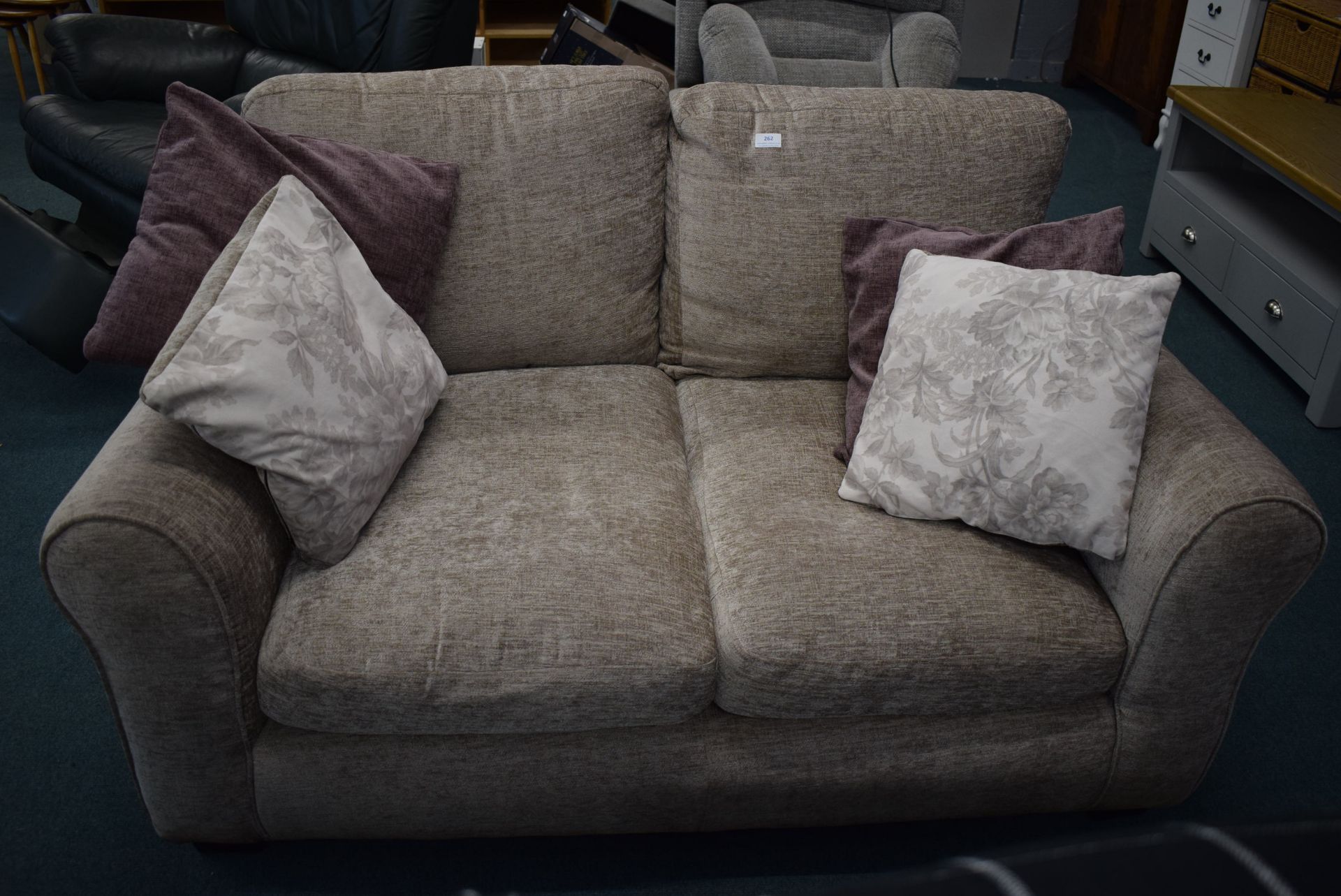 Sainsbury’s Home Two Seat Beige Upholstered Sofa with Cushions