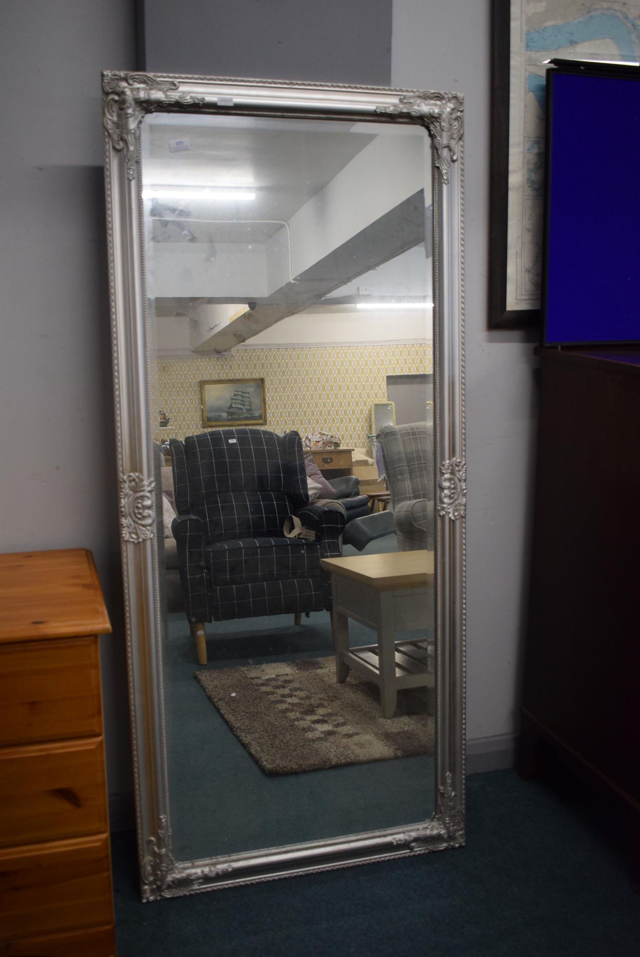 Large Floor Standing Silver Frames Mirror