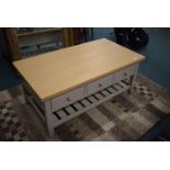 Beige & Wood Effect Coffee Table with Three Drawers