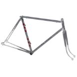A DK Swann bicycle frame and fork set, constructed from Reynolds 531 tubing, with ornate polished