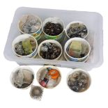 Bicycle spares, including bearings, seat clamps, bottom brackets, spring lock sleeves, etc. (1 box)