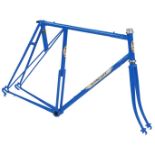 A Trevor Jarvis Flying Gate bicycle frame and fork set, constructed with Reynolds 531 tubes, blue