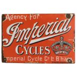 An Imperial CYCLES enamel advertising sign, Agency for, red ground with white lettering, for Wildman