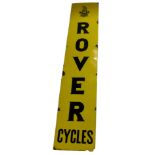 A ROVER CYCLES enamel advertising sign, marked Rover and Everest Product, yellow ground, 153cm x