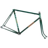 An RO Harrison bicycle frame and fork set, constructed from Reynolds 531 tubing, with intricate
