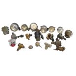 A group of bicycle related items, to include Miller lamps, a No 1215 rear lamp, further rear