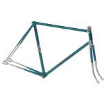 A Hobbs Blue Ribband bicycle frame and fork set, with enamelled blue ribboned head badge, with