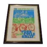 A CTC York Cycle Rally 1984 Knavesmire York poster, framed.