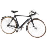 A Granby bicycle, with a black Reynolds 531 black frame, Owen Hildreth chrome bell and a Brooks