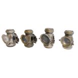 Four paraffin bicycle lamps, two for Joseph Lucas Ltd Birmingham Captain No 320 lamps, 12cm high,