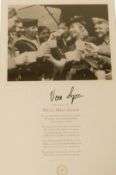 A signed limited edition lithograph of Dame Vera Lynn, 89/500, with the lyrics to We'll Meet