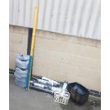 Two spirit levels, together with various Wilkinson heavy duty weed guards, bottle carrier, plant