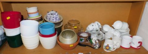 Ceramics and glass, including small jardinieres, mid-century part tea service decorated with