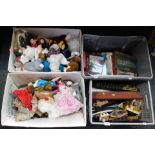 A group of household items, comprising soft toys, Teddies, model boats and stands, books, etc. (4