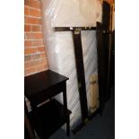 A group of dark wood furniture, to include a king size bed frame, with mattress, and a pair of