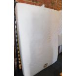 A small double bed, comprising a brass bed frame, together with a Myer's memory foam mattress.