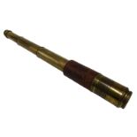 A 19thC four drawer brass telescope, with leather covered end, marked P Frith London, extended