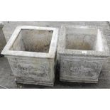 Two classical design square planters, raised with urns to the body.