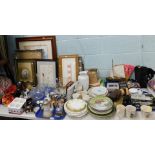 Ceramics and glassware, to include decanters, tumblers, glass fruit bowl, various cups including