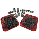 Plastic soldiers and military vehicles, including Allied troop transport, an SDKFZ251 Hanamag,