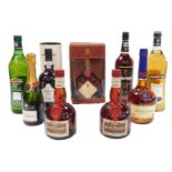 Alcohol, including a bottle of Graham's Ten Year Old Tawny Port, Captain Morgan Rum, Martini,