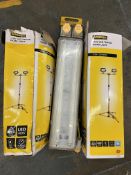 Wessex 110v LED tripod work light x 2; unbadged 110v twin fluorescent work light with twin gang