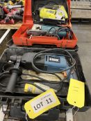 Erbauer ERBMHD2-100 110v hammer drill in carry case; Bosch GST60PB 240v jigsaw in carry case;