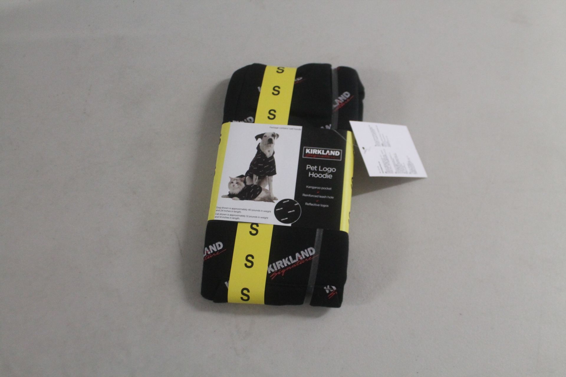 1 BRAND NEW KIRKLAND SIGNATURE PET LOGO HOODIE IN BLACK SIZE SMALL RRP Â£9