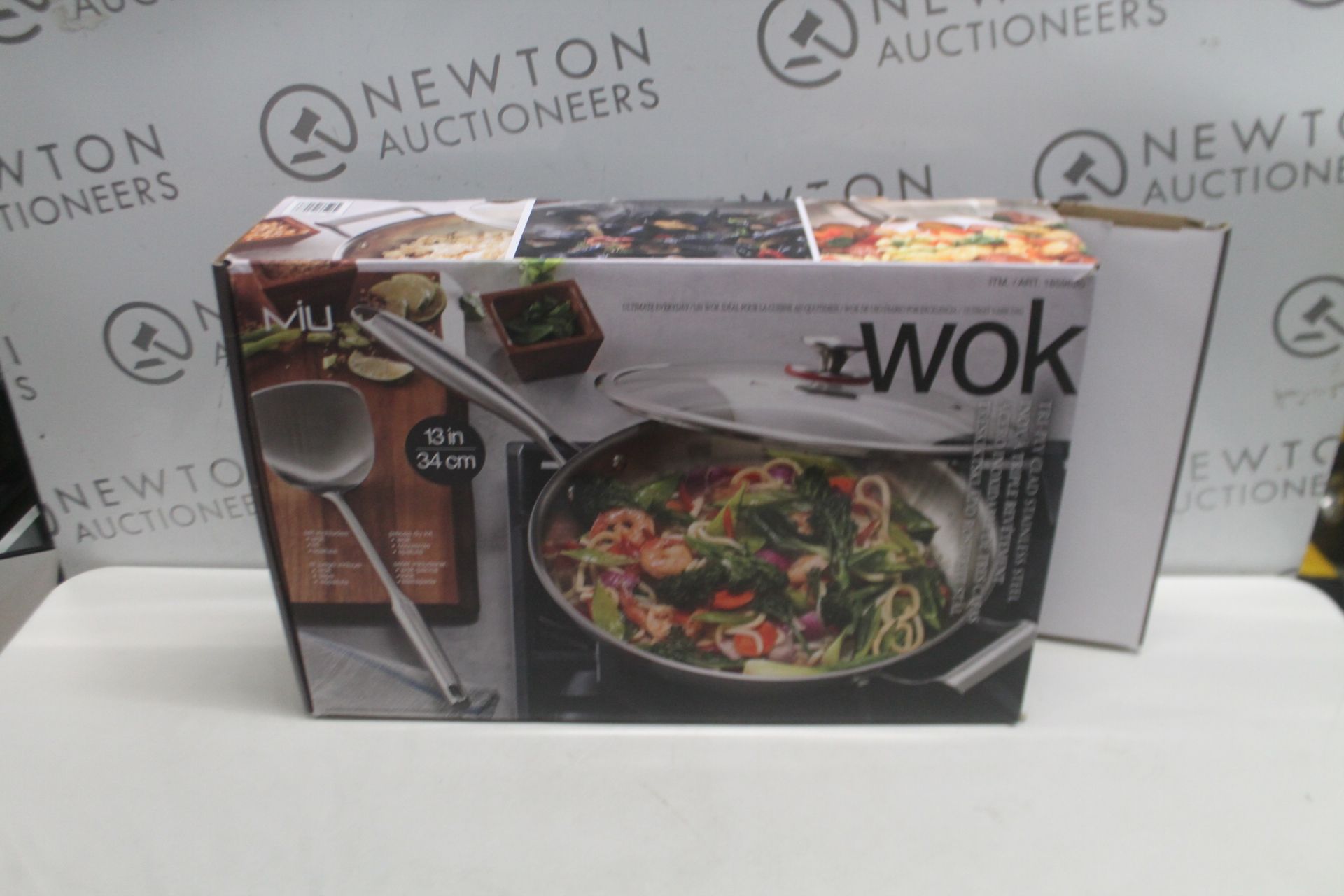 1 BOXED MIU STAINLESS STEEL 34CM WOK RRP Â£29.99