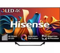 1 HISENSE 43 INCH 4K QLED SMART TV 43A7NQTUK WITH REMOTE RRP Â£299 (POWERS ON, BLACK SCREEN, NO