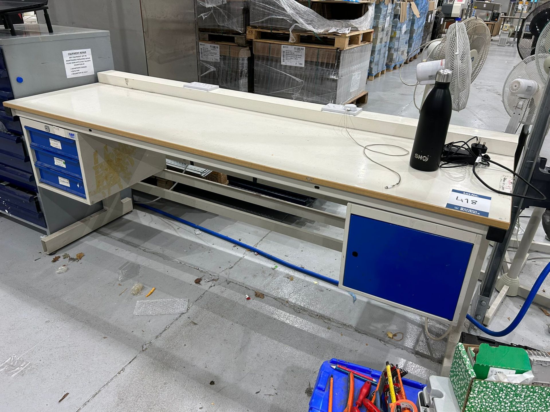 GBP workbench with integrated power supply, 2 x GBP metal cabinets and ...