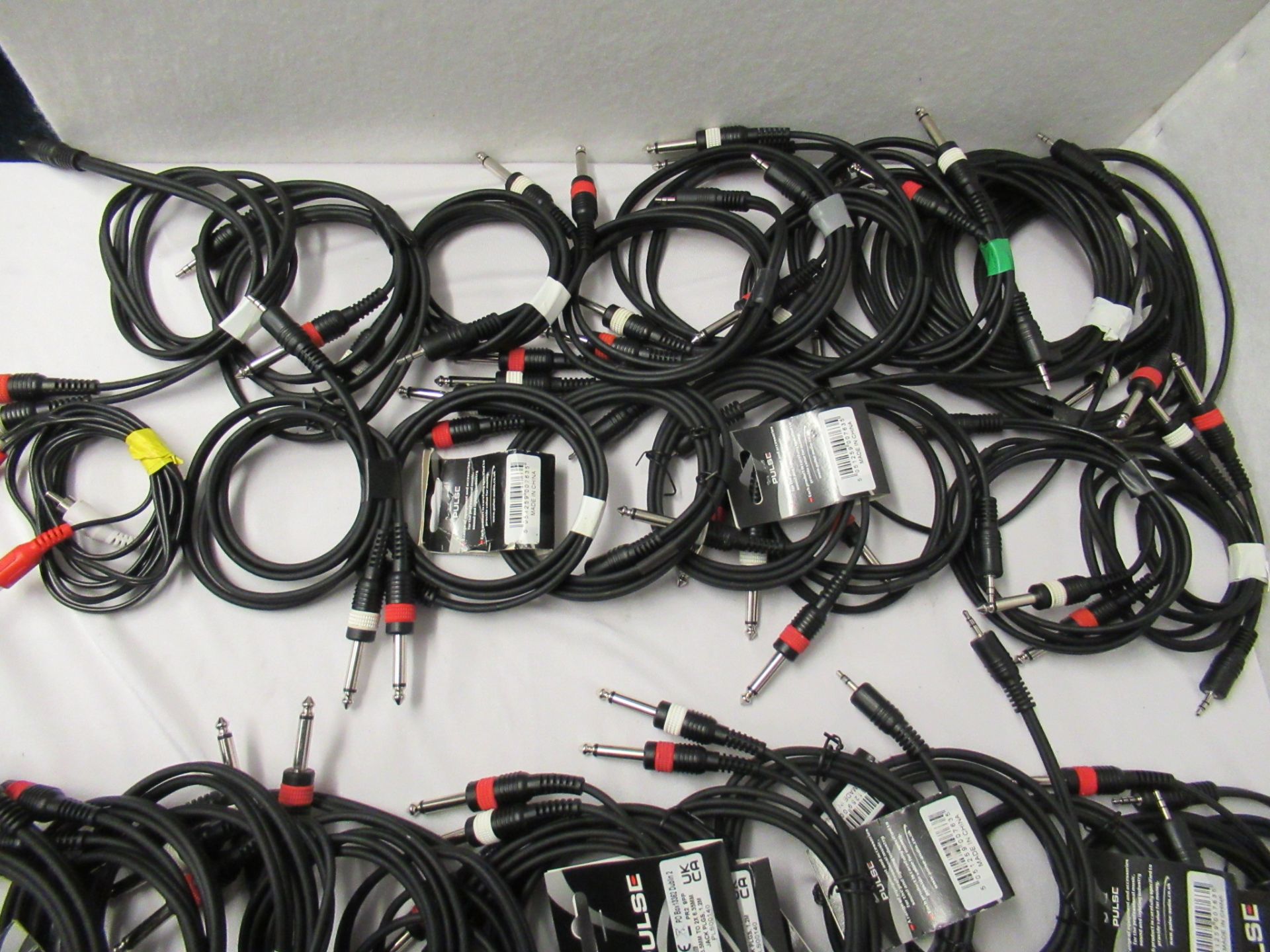 Quantity of Male Mini jack to RCA, 1/4" jack, M and F XLR and Female Mini Jack Cables - Image 2 of 9